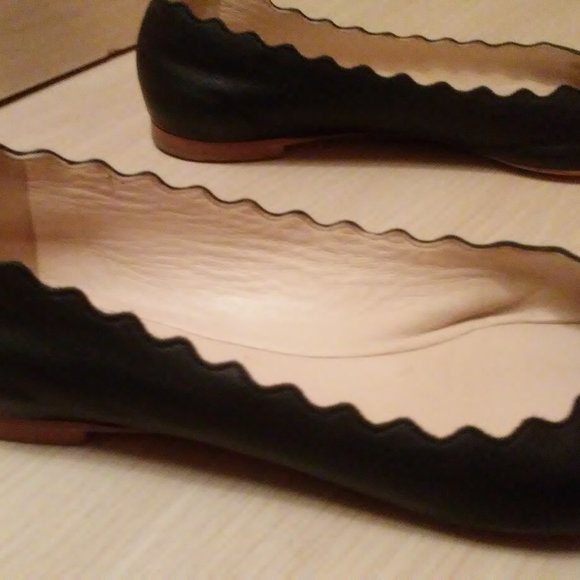 Chloe Lauren Scalloped Black Ballet Flat size 38 - Picture 4 of 7